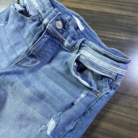 Kancan Jeans Womens Size 14 Mid Rise Distressed Frayed Hem Skinny Denim - Picture 2 of 5